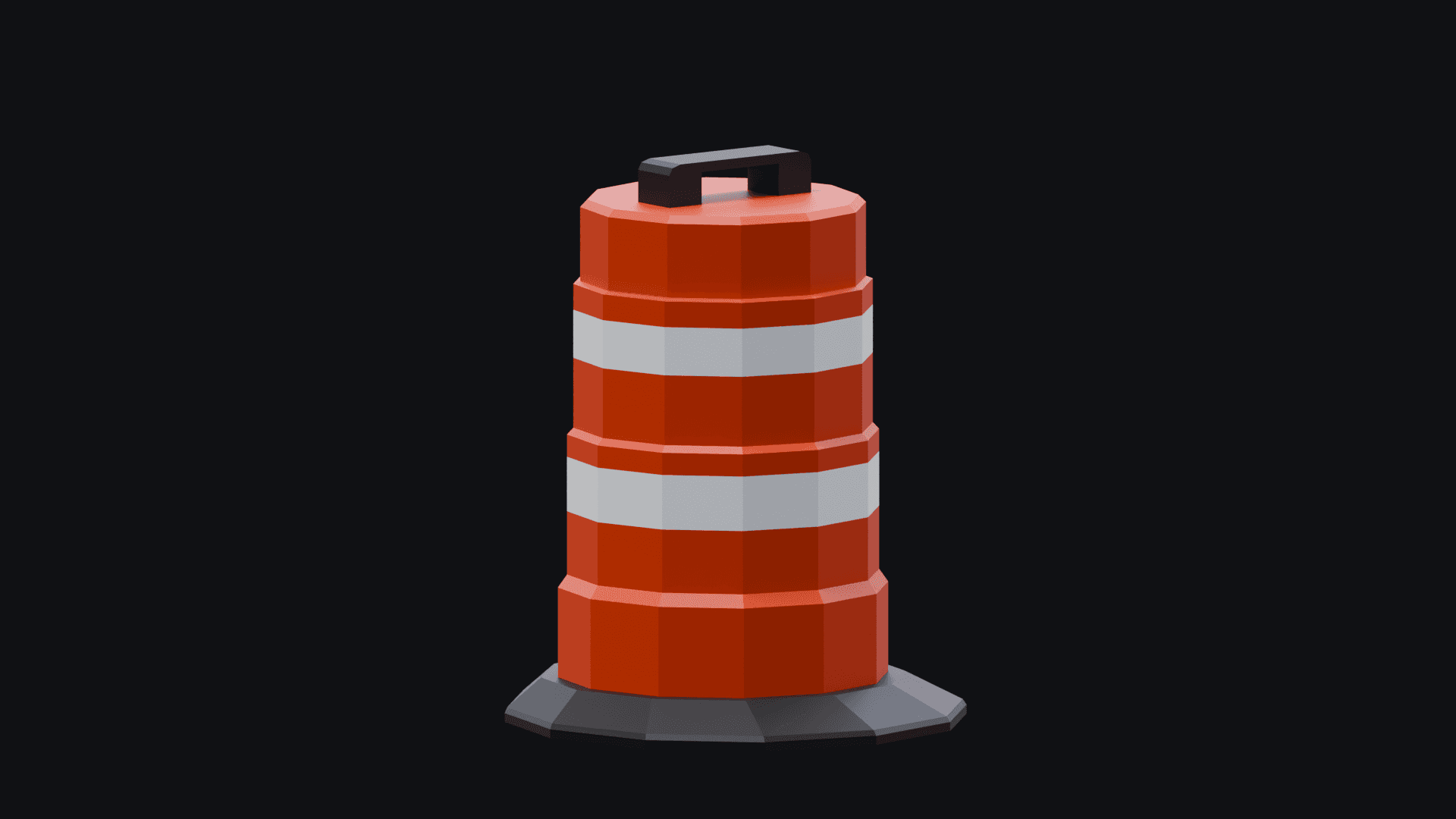 Low Poly Traffic Drum 3D Model – Construction Barrel for Games and Simulations - 3D Model Thumbnail 2